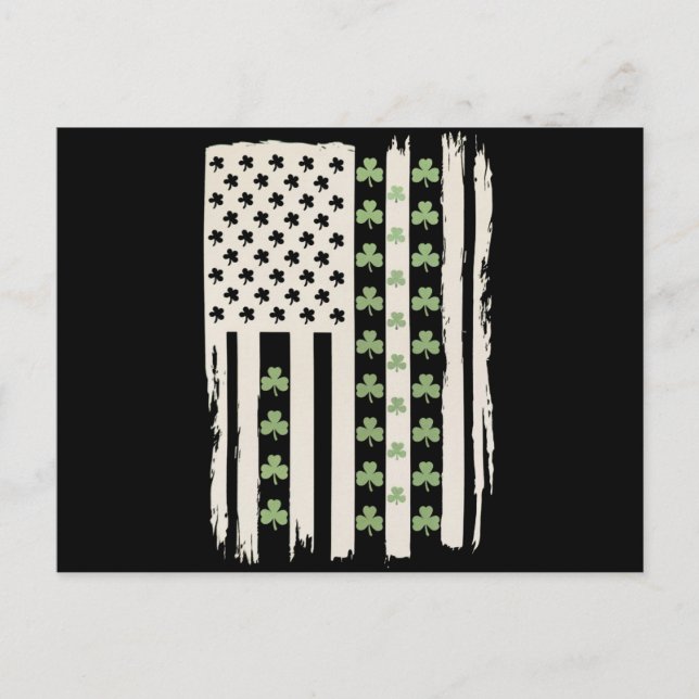 US American Flagga With Shamrocks for St Patricks Vykort (Framsida)