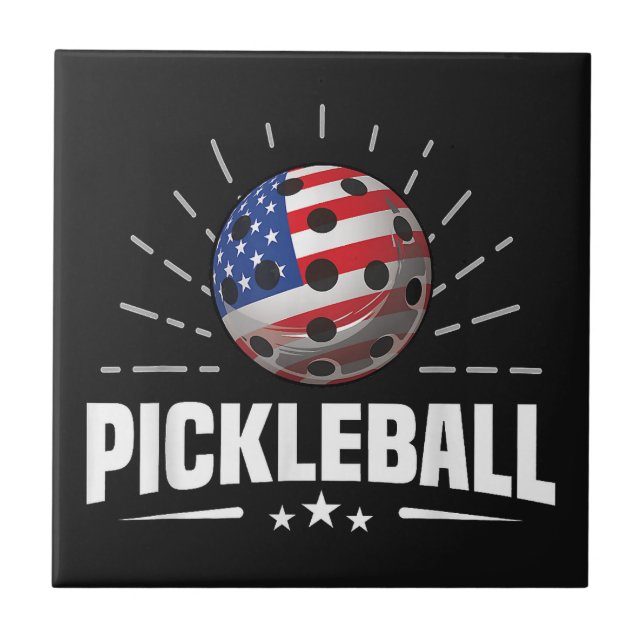 US-amerikansk flagg Pickleball-spelare Kakelplatta (Framsidan)