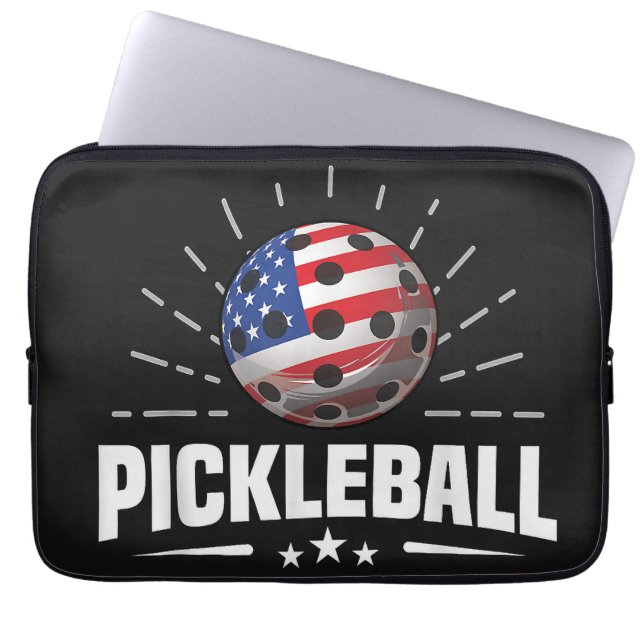 US-amerikansk flagg Pickleball-spelare Laptop Fodral (Framsidan)