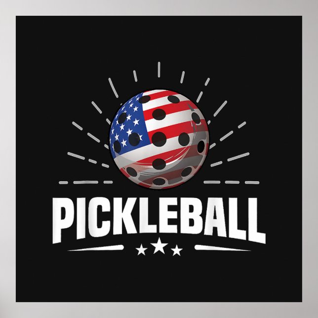 US-amerikansk flagg Pickleball-spelare Poster (Framsidan)