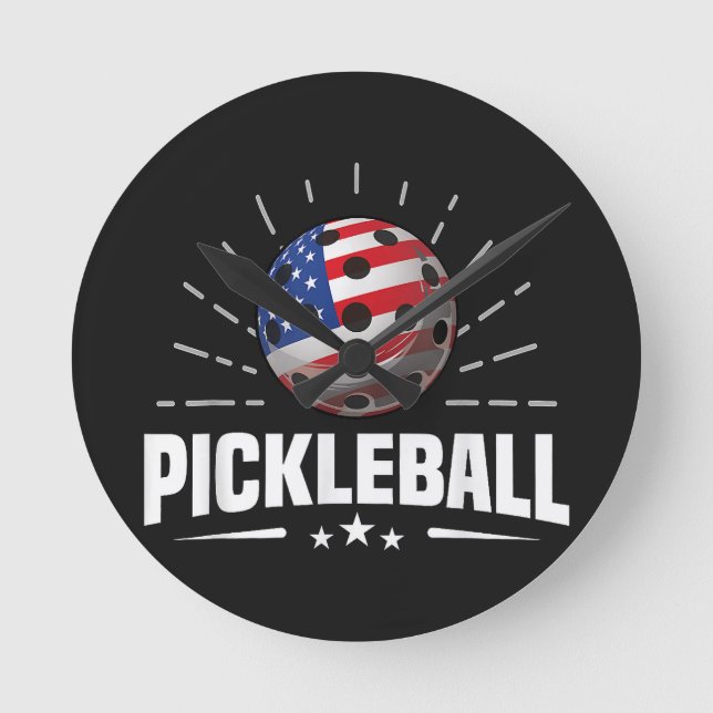 US-amerikansk flagg Pickleball-spelare Rund Klocka (Framsida)