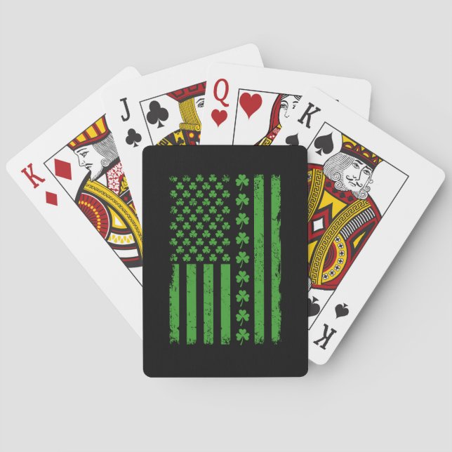 US Amerikansk flagg Shamrocks St Patricks dag Casinokort (Baksidan)