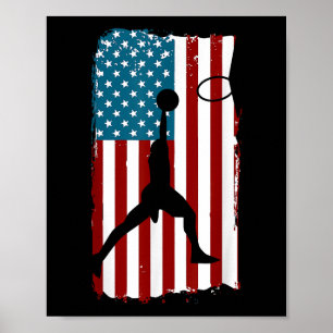 US amerikansk flagga basket patriotisk idrottsutöv Poster