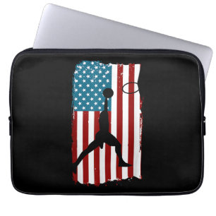 US Amerikansk Flagga Basket Patriottisk Idrottsutö Laptop Fodral