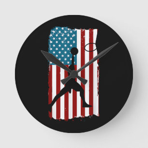 US Amerikansk Flagga Basket Patriottisk Idrottsutö Rund Klocka