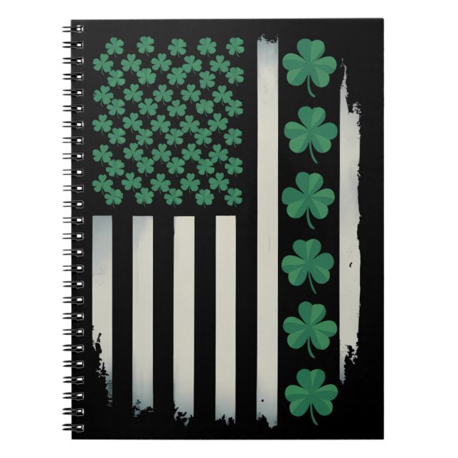 US Amerikansk Flagga Shamrocks St Patricks Day Ame Anteckningsbok (Framsidan)