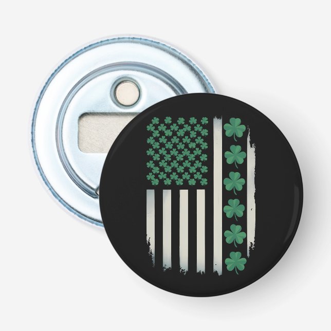 US Amerikansk Flagga Shamrocks St Patricks Day Ame Flasköppnare (Framsidan)