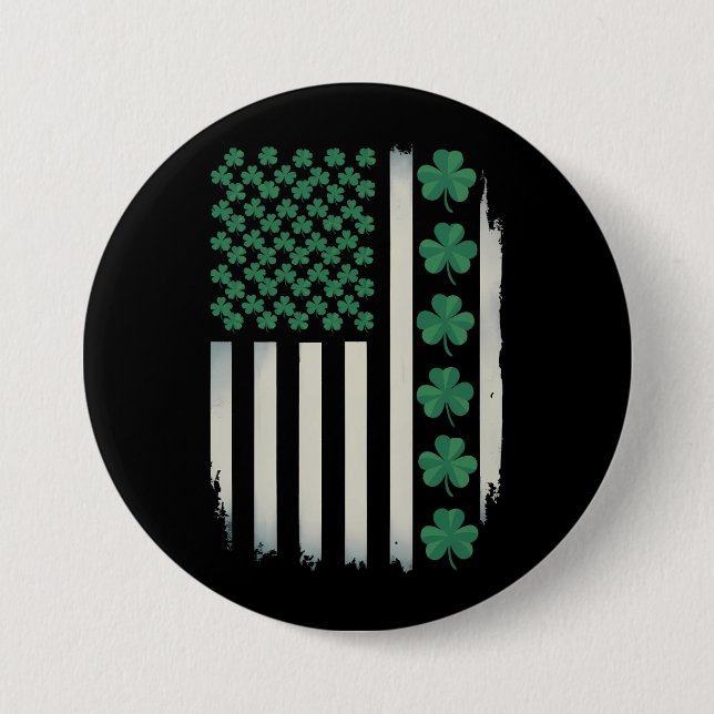 US Amerikansk Flagga Shamrocks St Patricks Day Ame Knapp (Framsida)