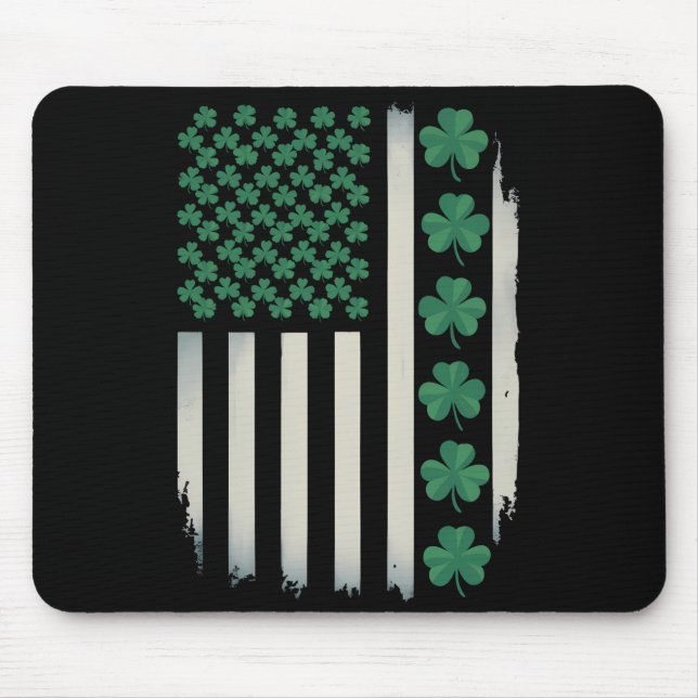 US Amerikansk Flagga Shamrocks St Patricks Day Ame Musmatta (Framsidan)