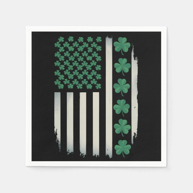 US Amerikansk Flagga Shamrocks St Patricks Day Ame Pappersservett (Framsidan)