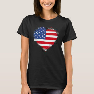 US-amerikansk flagghjärta för självständighetsdage T Shirt