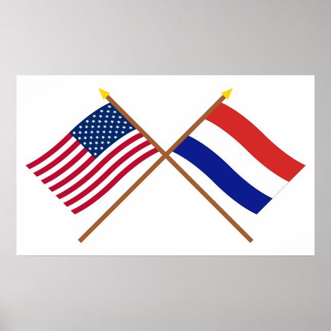 US and Netherlands Crossed Flags Poster (Framsidan)