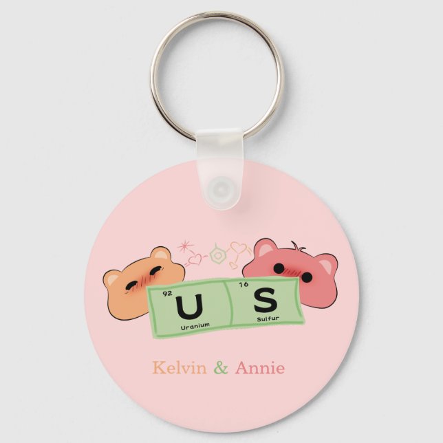 "US" anpassar klumparna i Kärlek till en nyckelked Nyckelring (Framsida)