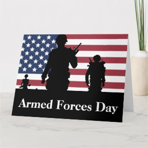 US Armed Forces Day Amerikansk flagga med soldater Kort