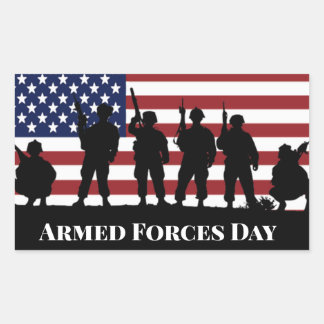 US Armed Forces Day Soldiers American Flagga Art Rektangulärt Klistermärke
