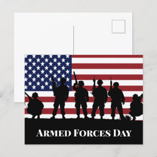 US Armed Forces Day Soldiers American Flagga Art Vykort