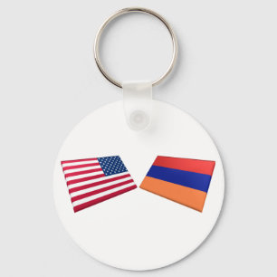 Us- & Armenien flaggor Nyckelring