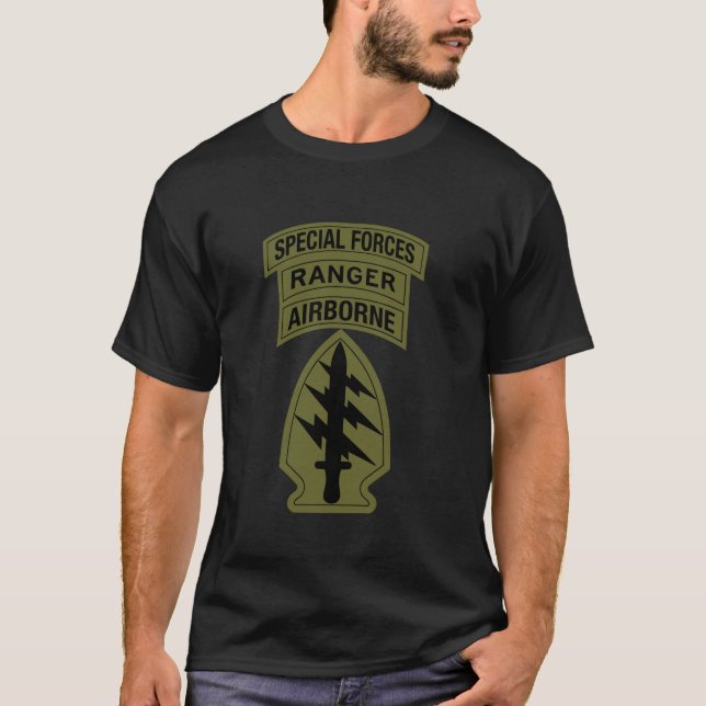 US Army Speciell Forces SF Skogsvaktare Tab OD Grö T Shirt (Framsida)