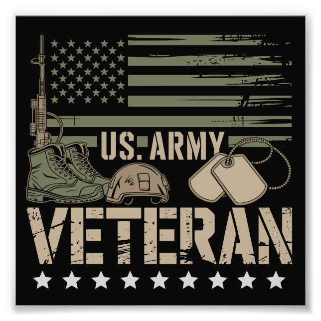 Us Army Veteran U.S. American Flag USA America Fototryck (Framsidan)