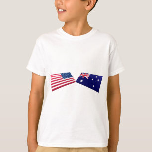 Us- & Australien flaggor Tee Shirt