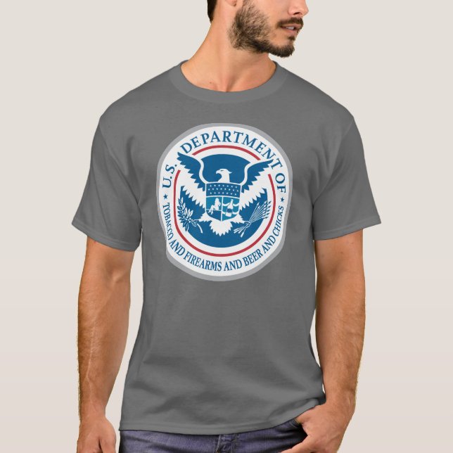 Us-avdelning av tobak och skjutvapen och öl t-shirt (Framsida)