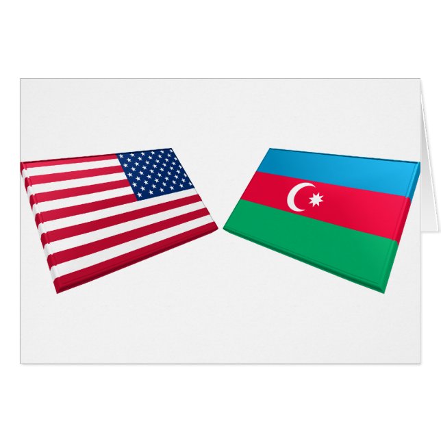 Us- & Azerbajdzjan flaggor Hälsningskort (Framsidan Horizontal)