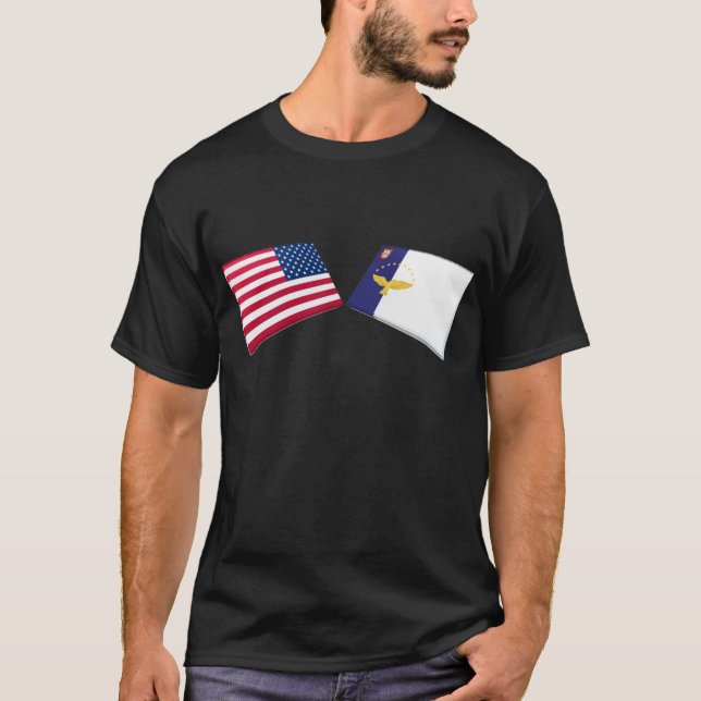 Us- & Azores flaggor T Shirt (Framsida)