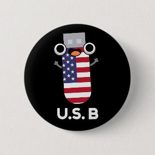 US B Funny United Stater Pun Mörk BG Knapp