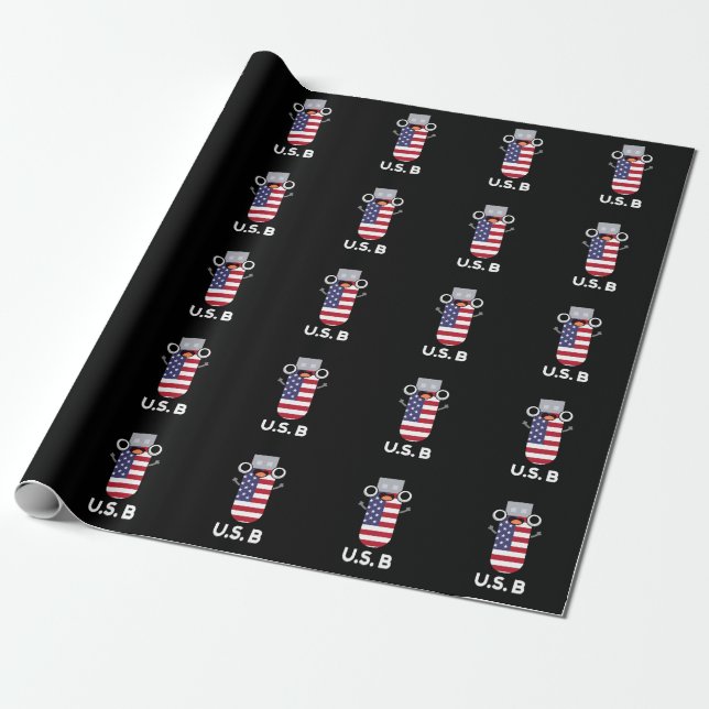 US B Funny United Stater Pun Mörk BG Presentpapper (Utrullad)