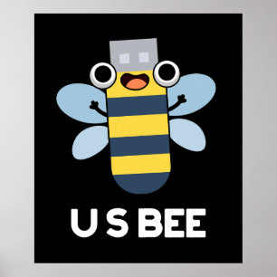 US Bee Funny USB Technical Pun Mörk BG Poster