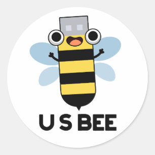 US Bee Funny USB Technical Pun Runt Klistermärke