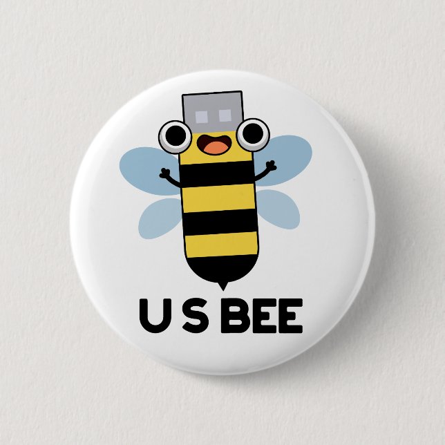 US Bee Rolig USB Teknisk Puns  Knapp (Framsida)