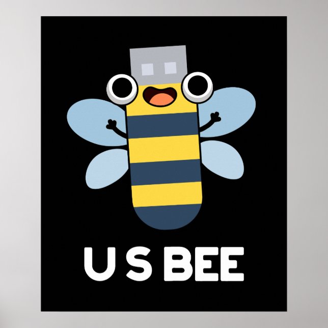 US Bee Rolig USB Teknisk Puns Mörk Bakgrund Poster (Framsidan)