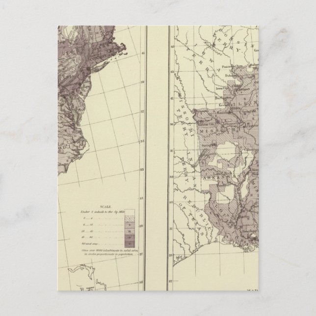 US Befolkning 1830-1840 Vykort (Framsida)