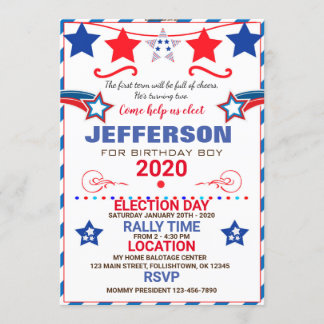 US BIRTHDAY BOY ELECTION BIRTHDAY INVITATION INBJUDNINGAR