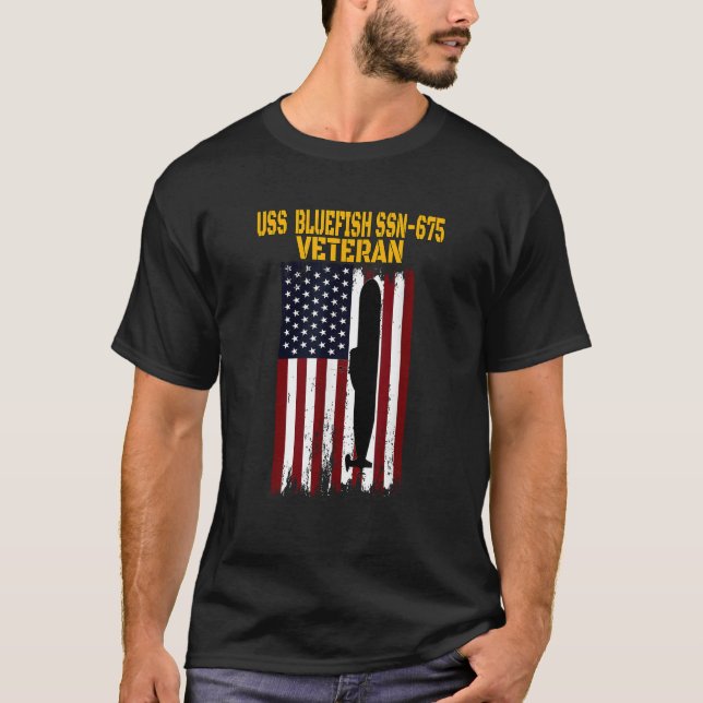 US Bluefish SSN 675 Submarine Veterans Day Far T Shirt (Framsida)