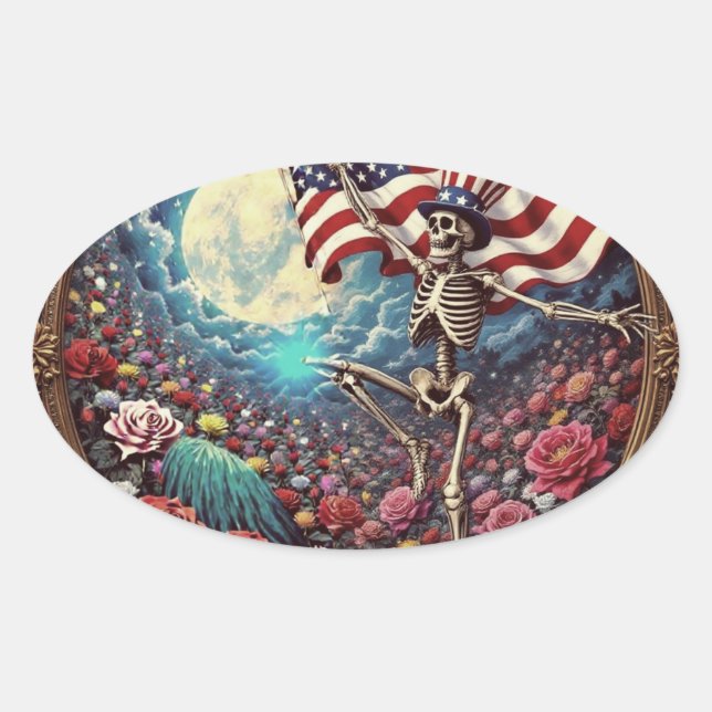 US Blues Sticker Ovalt Klistermärke (Framsida)