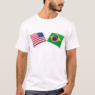 Us- & Brasilien flaggor T-shirt