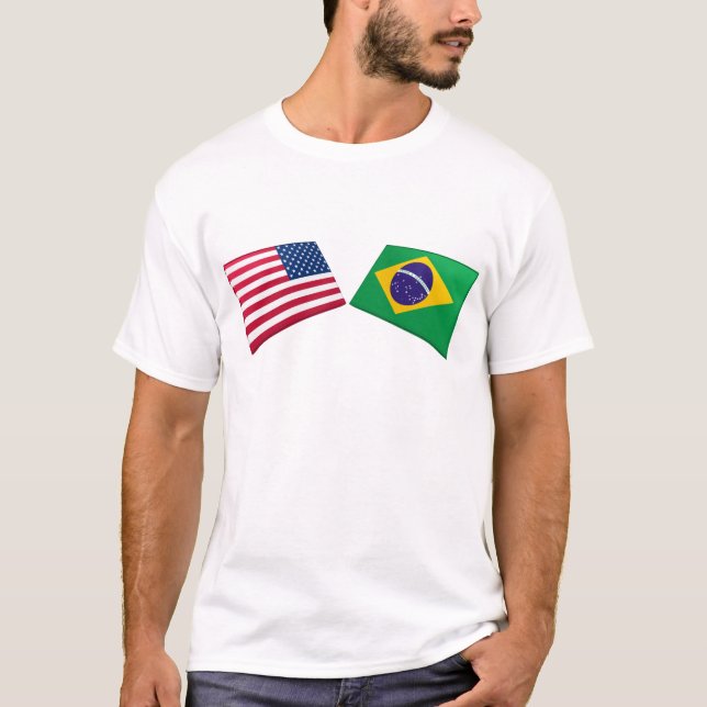 Us- & Brasilien flaggor T-shirt (Framsida)