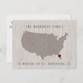 US Brown Linen and Heart Flytta Notice Meddelande Vykort