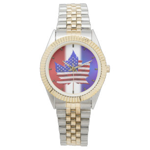 US/Canada Watch Canadian USA flagga Wrist Watch Armbandsur