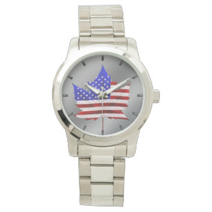 US/Canada Watch Canadian USA flagga Wrist Watch Armbandsur