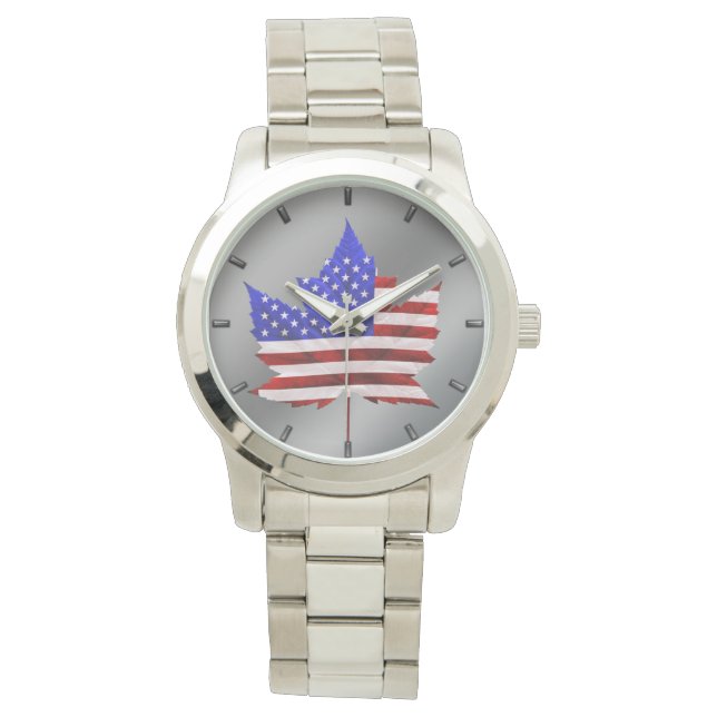 US/Canada Watch Canadian USA flagga Wrist Watch Armbandsur (Framsida)