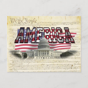 US Capital Bygger American Flagga Post Card Vykort