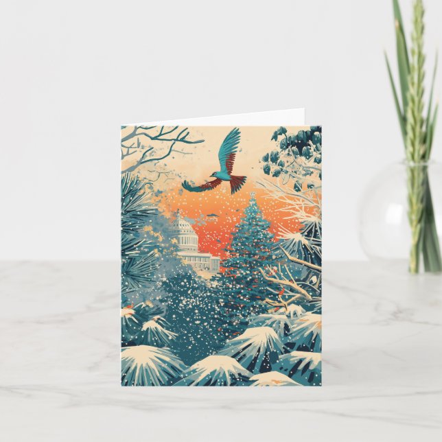 US Capitol Hill julgran julkort, retro Helgkort (Framsida)