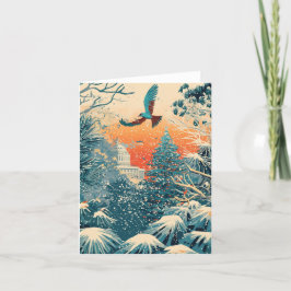 US Capitol Hill julgran julkort, retro Helgkort