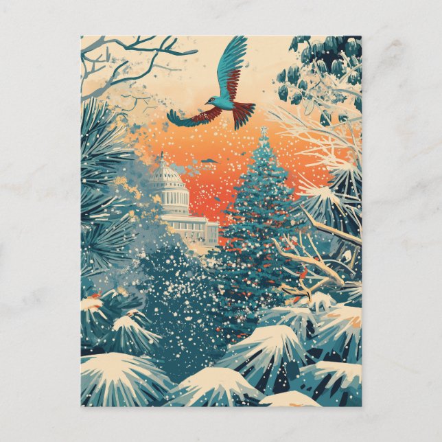 US Capitol Hill julgran julkort, retro Vykort (Framsida)