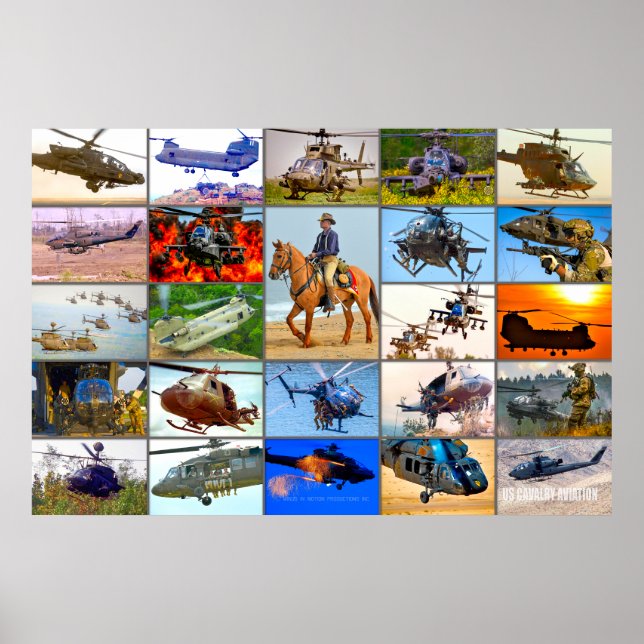 US CAVALRY AVIATION "MONTAGE" POSTER (Framsidan)