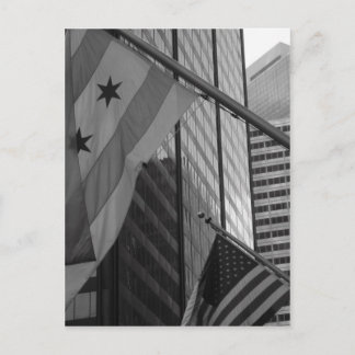 US & Chicago City flagga Vykort