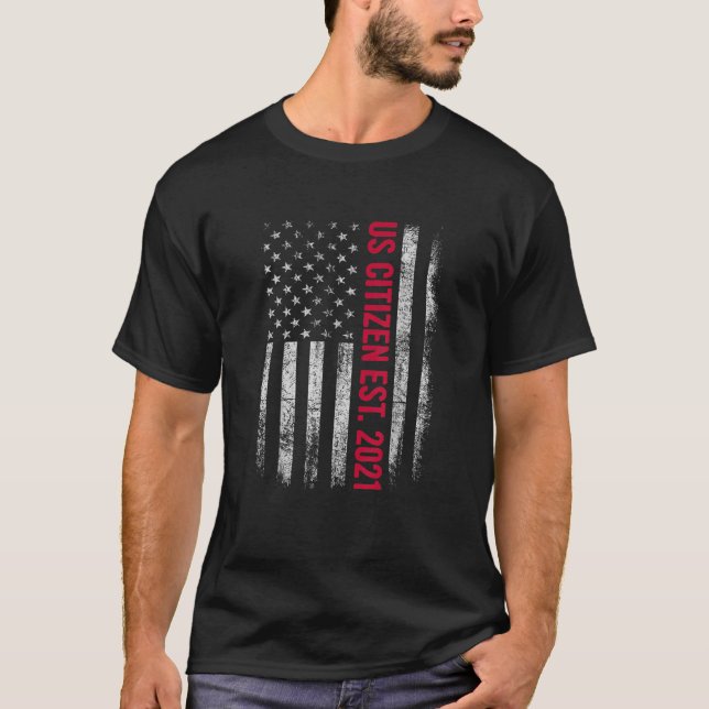 US Citizen Est. 2021 USA Citizenship Gift American T Shirt (Framsida)